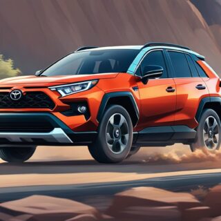 Rav4 Prime driving kicking up dust from its tires