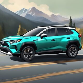 rav4 prime in front of mountains